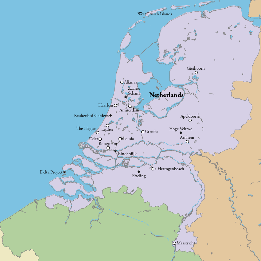 Map of Tourist Attractions in the Netherlands
