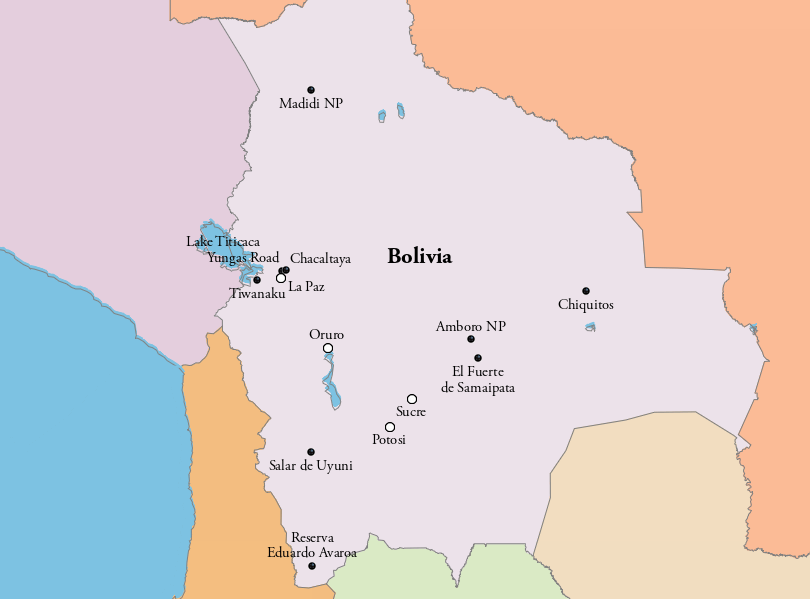 Map of Tourist Attractions in Bolivia