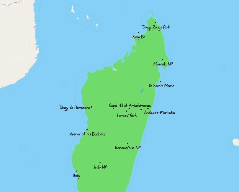 Map of Things to do in Madagascar