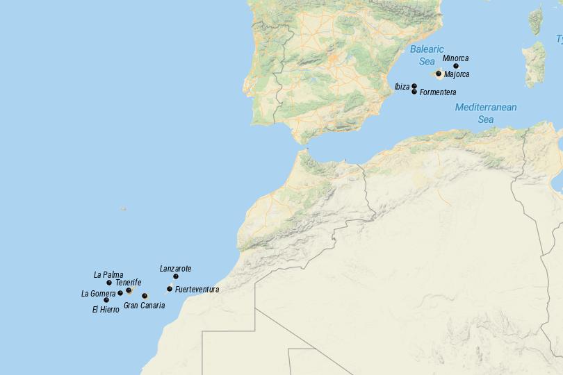 Map of the Best Islands in Spain