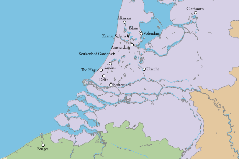 Map of day trips from Amsterdam