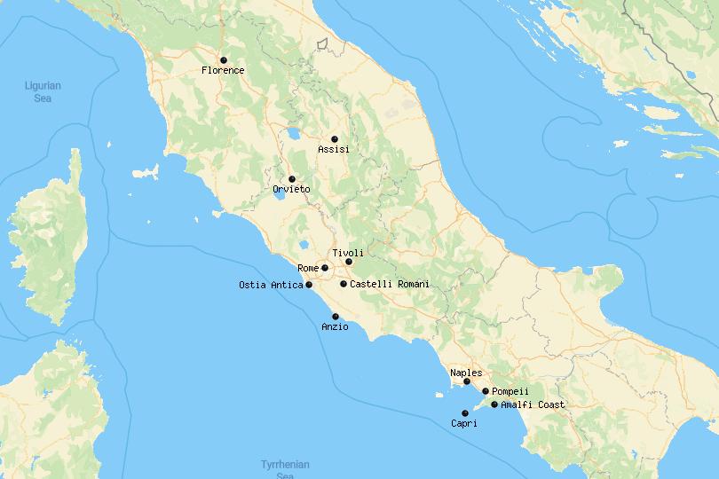 places to visit from rome by train Day Trips Rome Map