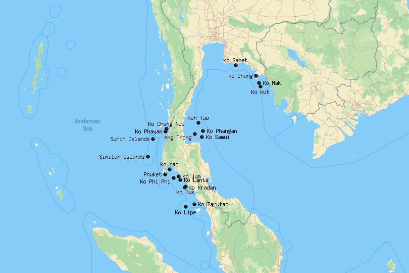 thailand islands map