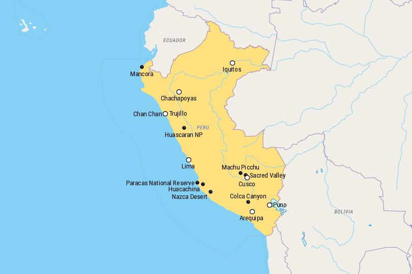 Map of Places to Visit in Peru