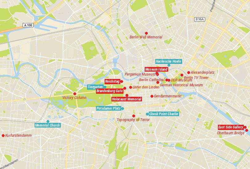 Map of Tourist Attractions in Berlin