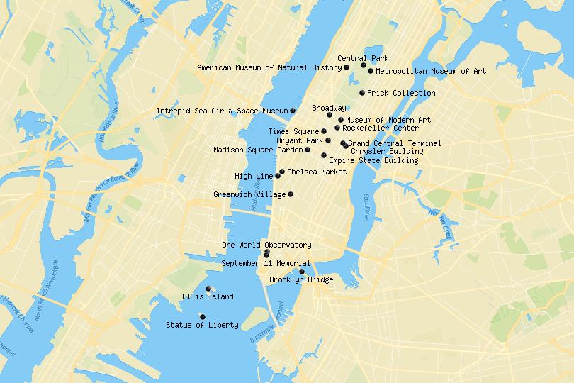 nyc attractions map