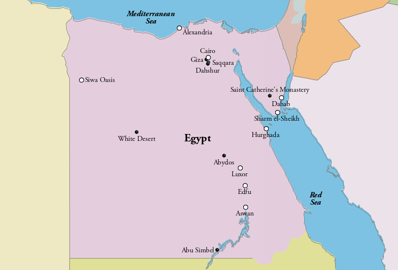 Map of Places to Visit in Egypt
