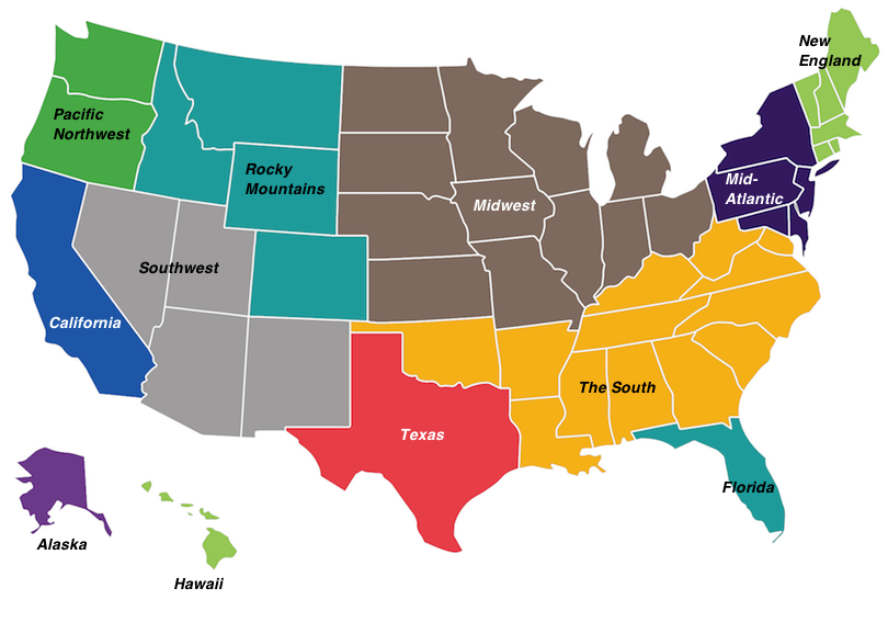 Us Regions Map Us Regions Map