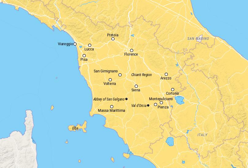 Map of Places to Visit in Tuscany