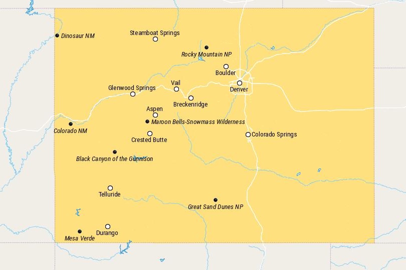 Map of Places to Visit in Colorado