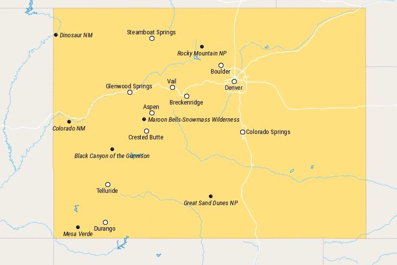 Map of Places to Visit in Colorado