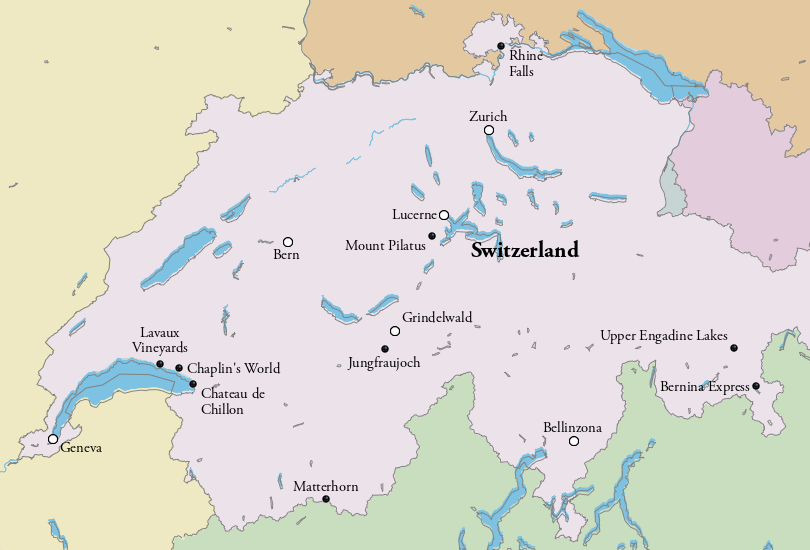 Map of Tourist Attractions in Switzerland