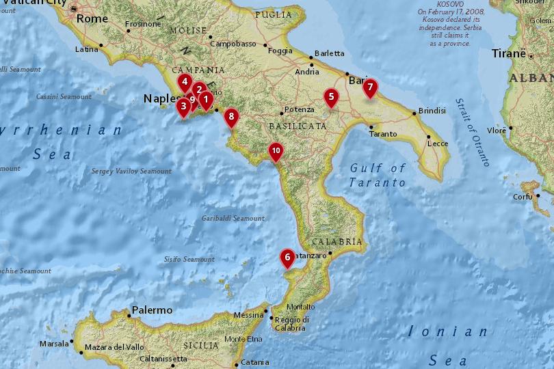 map of southern italy and sicily 10 Most Amazing Destinations In Southern Italy With Map Photos map of southern italy and sicily