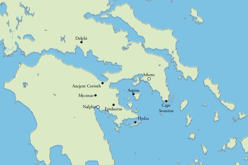 Map of day trips from Athens