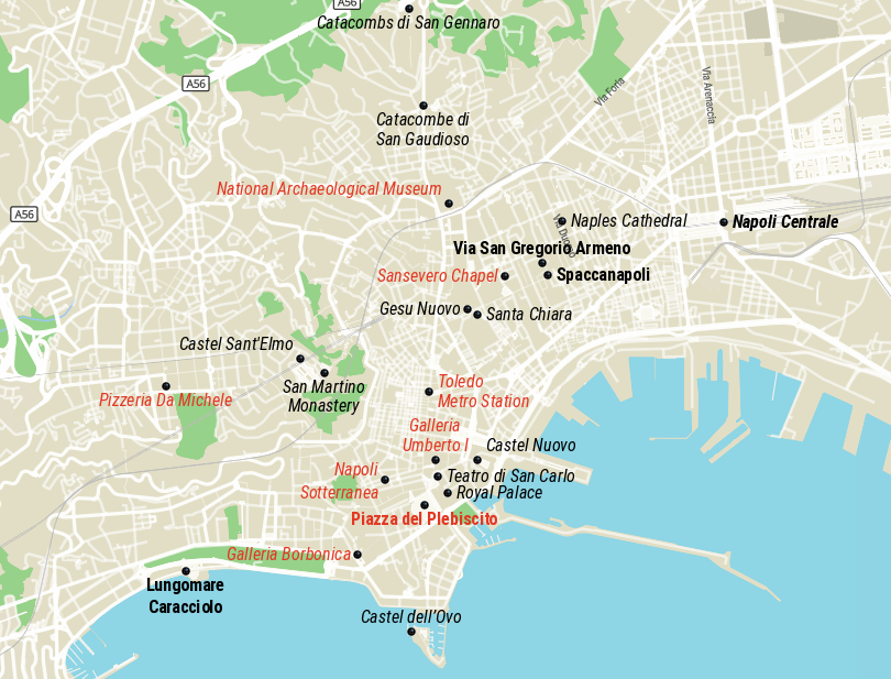 Map of Naples, Italy