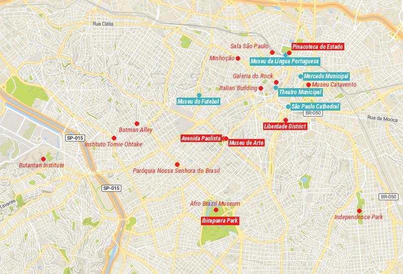 Map of Things to Do in Sao Paulo