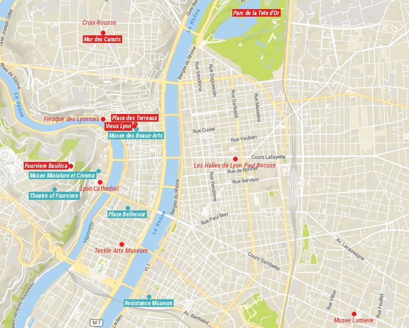 Things to do in Lyon Map