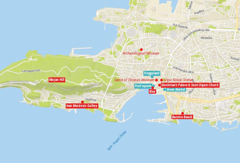 Map of Things to Do in Split, Croatia