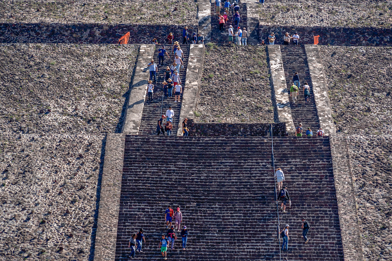 climbing Teotihuacan pyramid