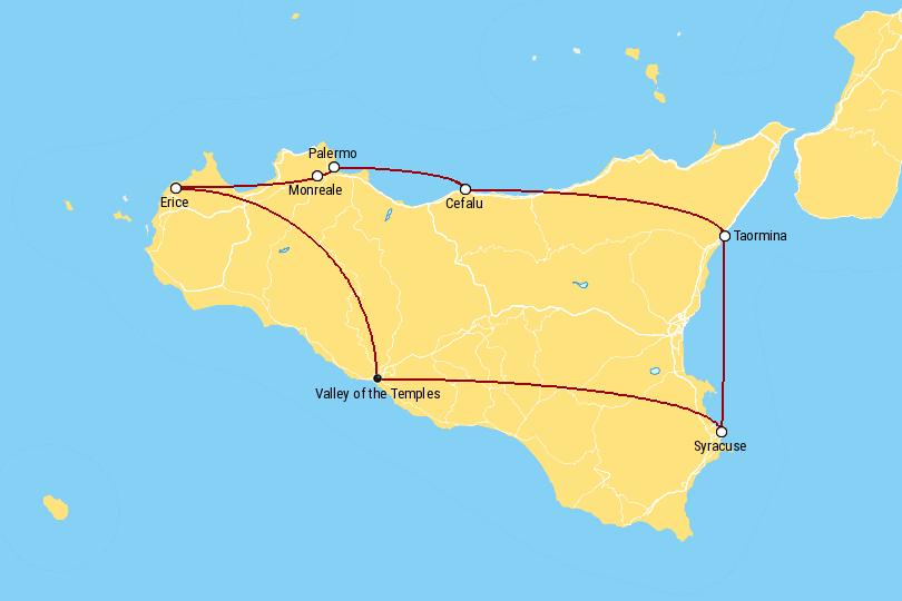 10 days in Sicily Itinerary Map