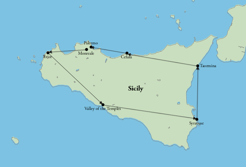 a) Location of Sicily (Italy) in the Mediterranean Sea; (b