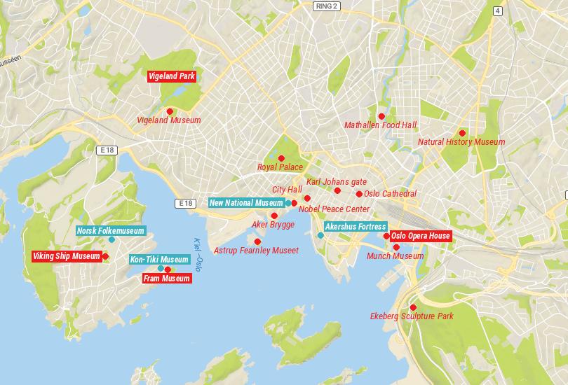 Map of Things to Do in Oslo
