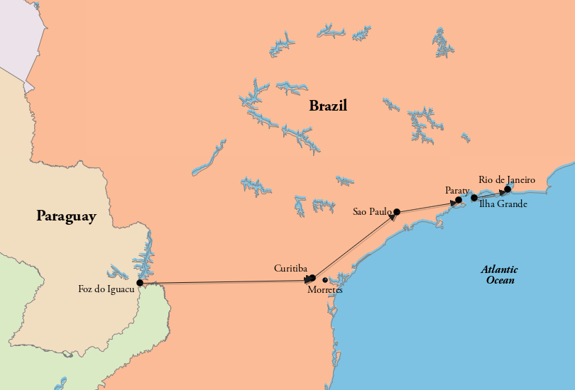 2 Weeks in Brazil Itinerary Map