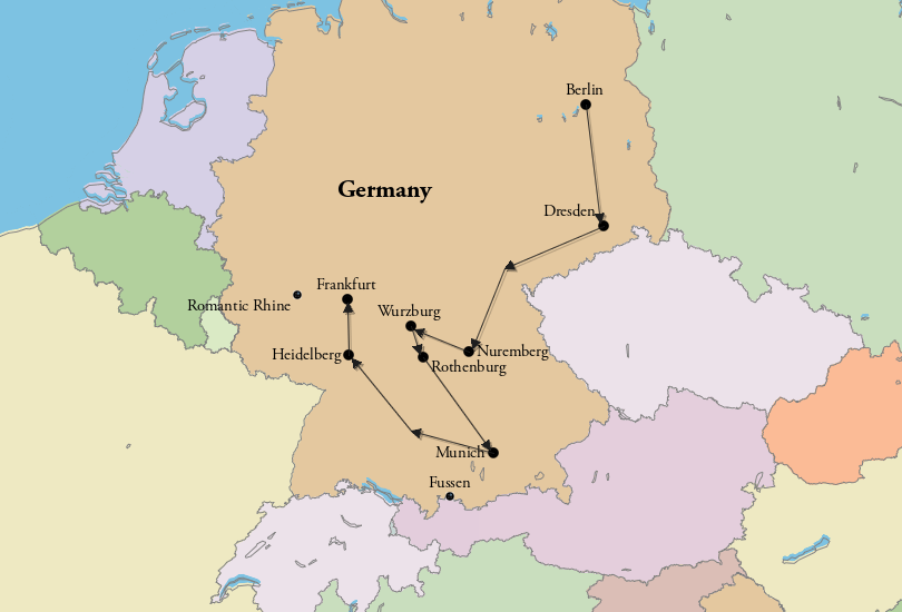 2 Weeks in Germany Itinerary Map