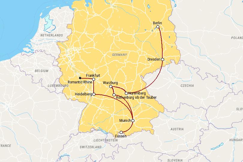 2 Weeks in Germany Itinerary Map
