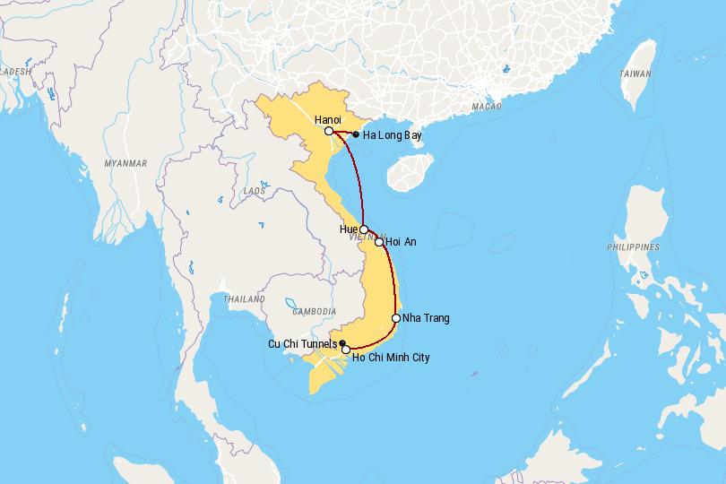 2 Weeks in Vietnam Itinerary Map