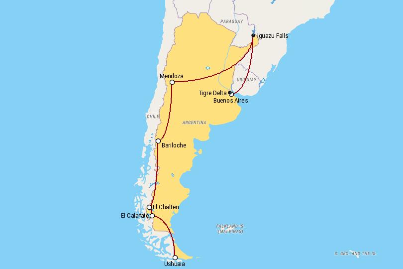 3 Weeks in Argentina Itinerary Map