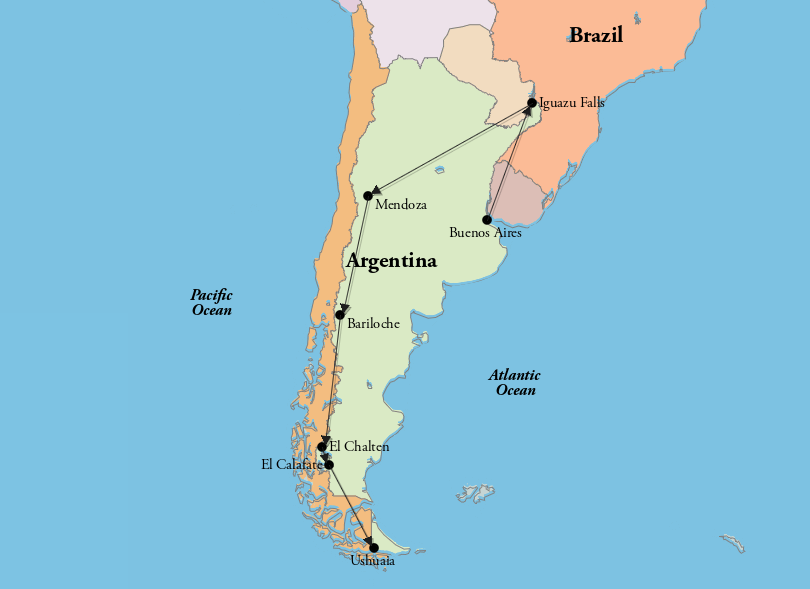 3 Weeks in Argentina Itinerary Map