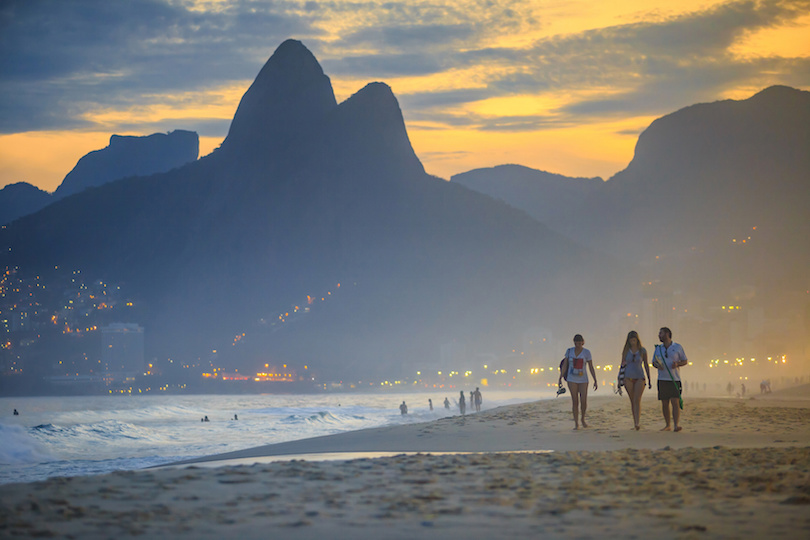 View of Ipanema Beach in the evening, Rio