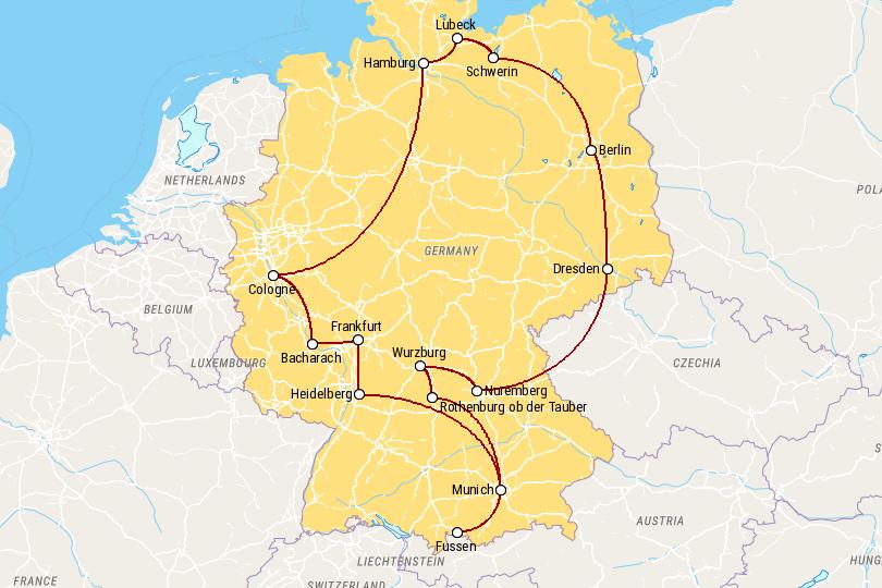 3 Weeks in Germany Itinerary Map
