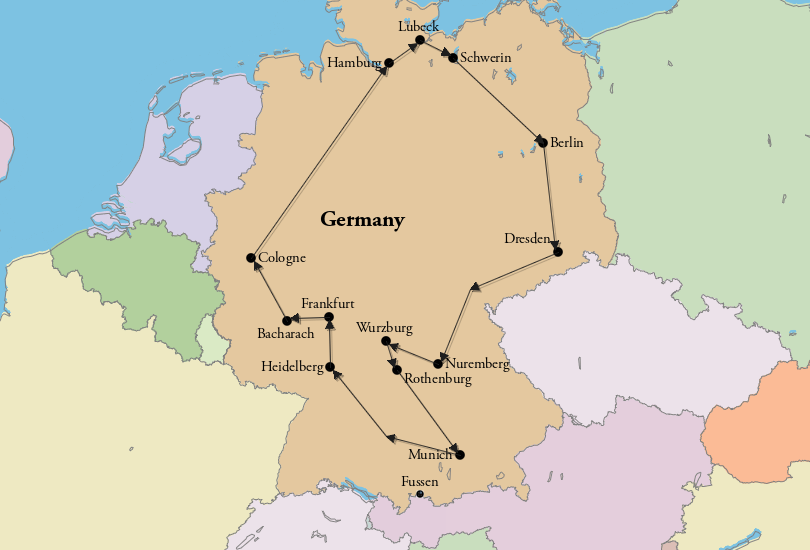 3 Weeks in Germany Itinerary Map