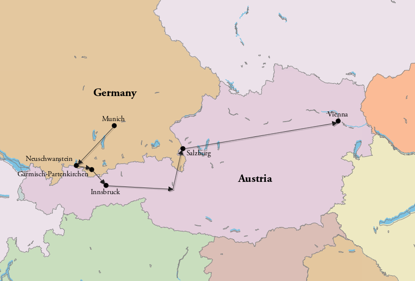 Munich to Vienna Map