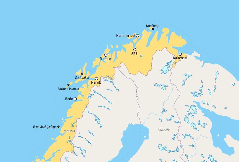 Map of Northern Norway