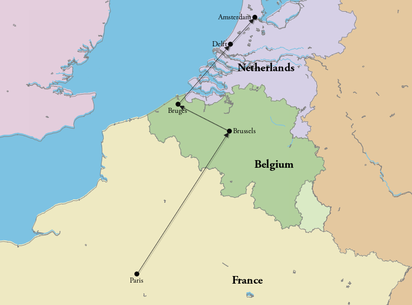 Paris to Amsterdam by Train Itinerary Map