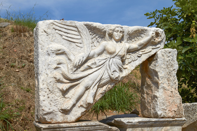 Stone Carving of the Goddess Nike in Ancient Ephesus Turkey
