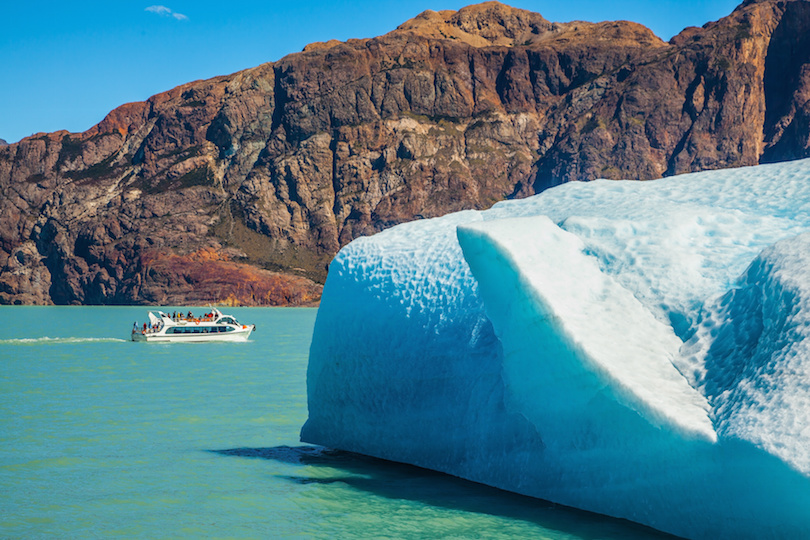 Excursion by boat to white-blue glacier