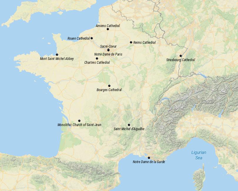 Map of Churches in France