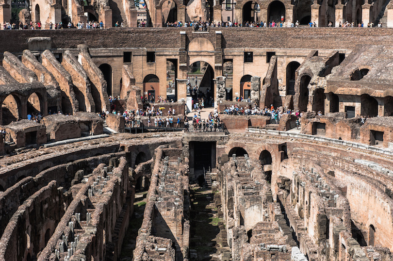 View of the amphitheater inside of Colosseum in Rome, Italy