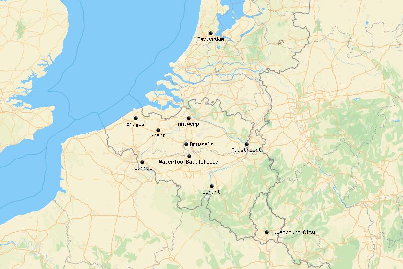 day trips from Brussels Map