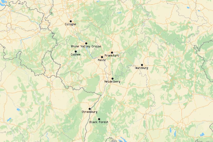Map of day trips from Frankfurt