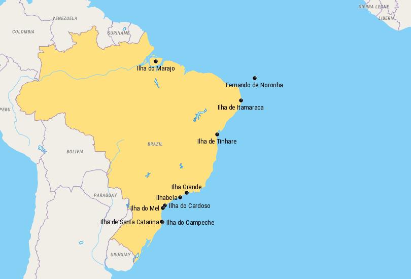 Map of islands in Brazil