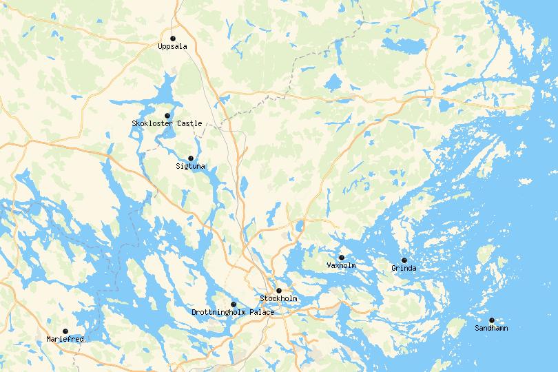 Map of day trips from Stockholm