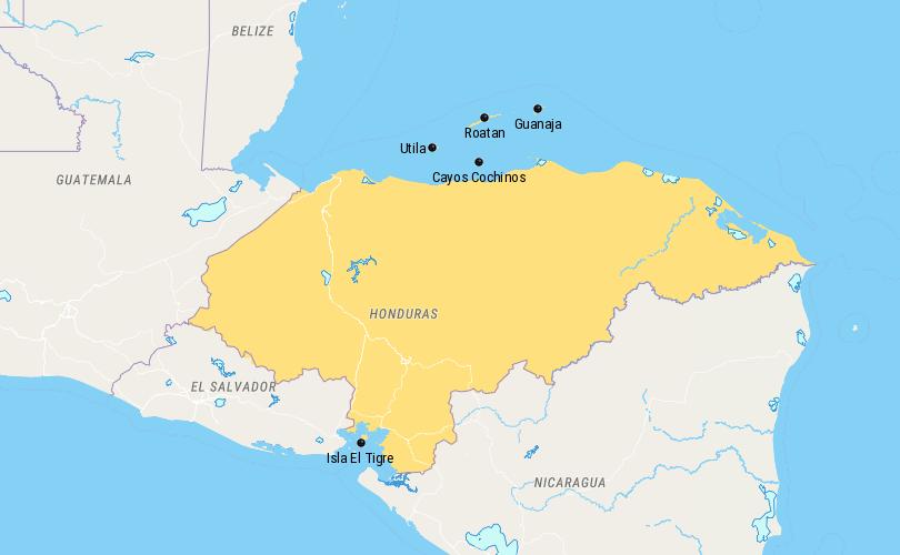 Map of Islands in Honduras