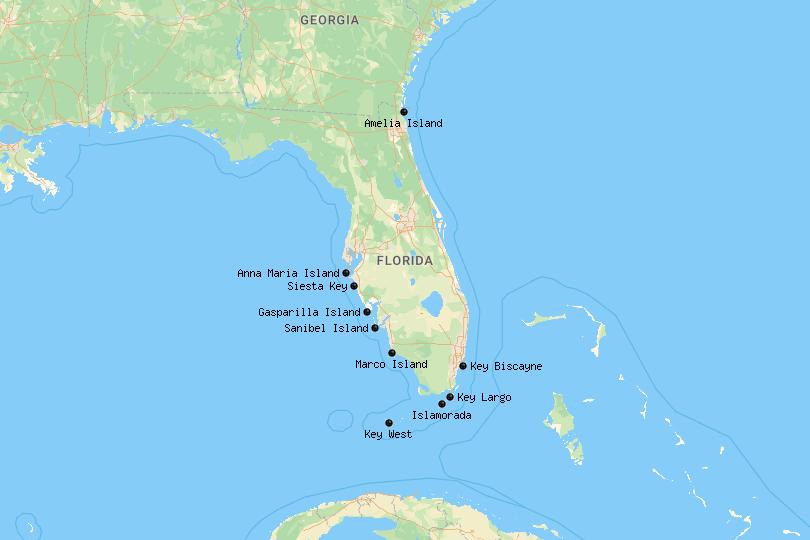 Map of the best islands in Florida