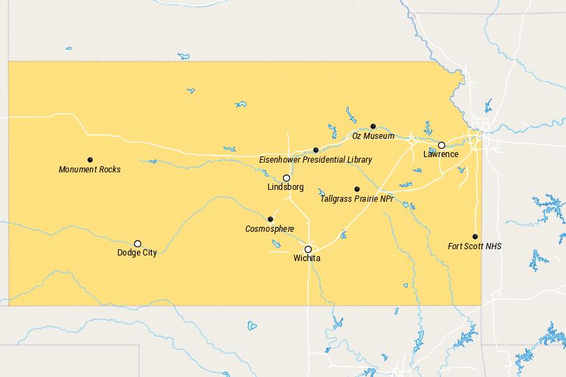 Map of Places to Visit in Kansas