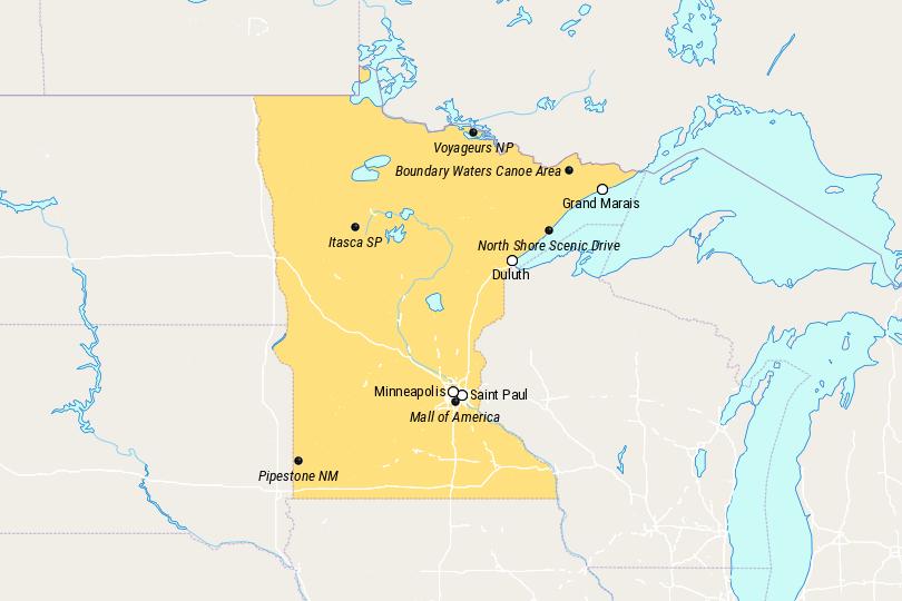 Map of Places to Visit in Minnesota